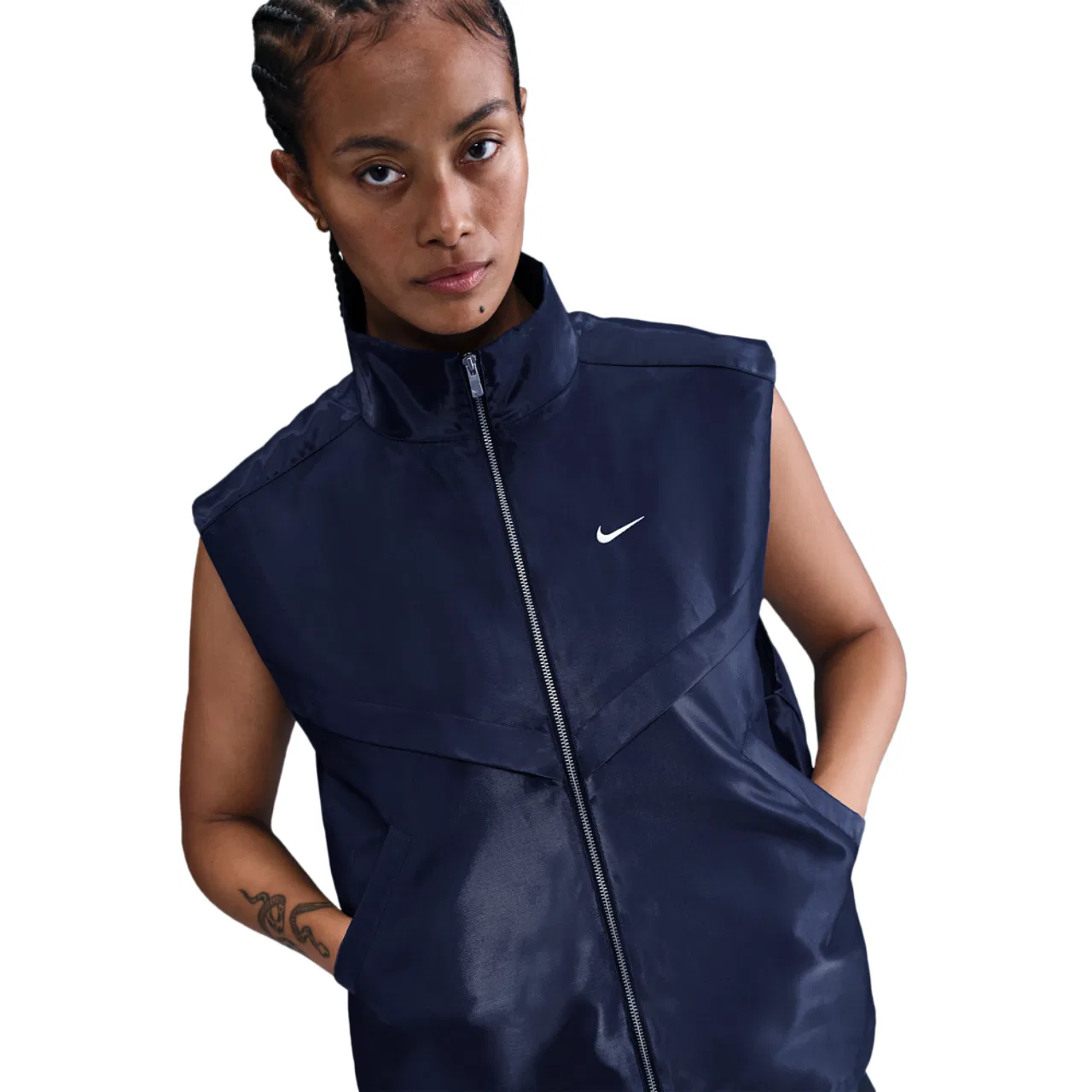 Женский жилет оверсайз водоотталкивающий NSW Liquid Shine Vest Nike, Midnight Navy/Sail