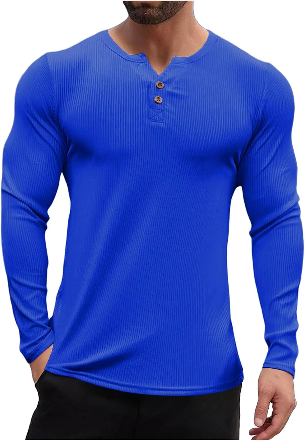 Мужская терморубашка с вафельным узором Henley, Blue