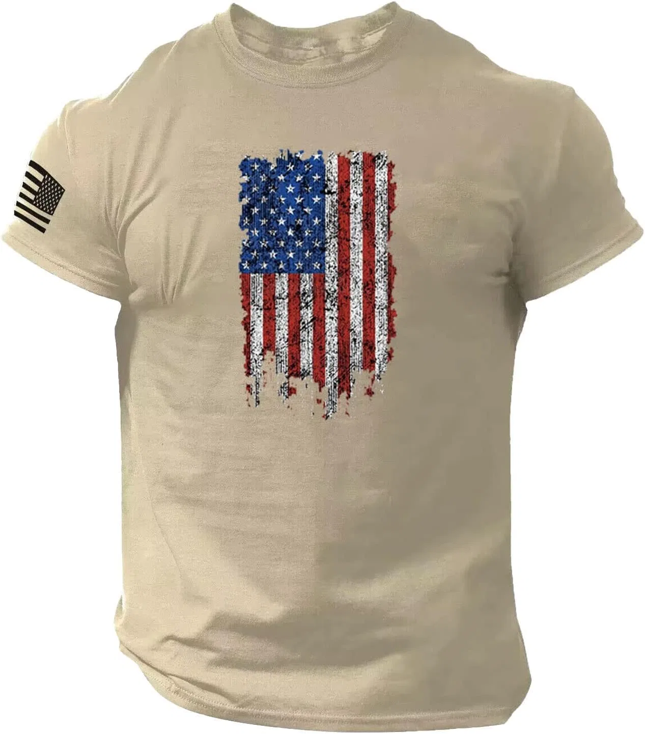 Мужская футболка с американским флагом Slim Fit, D-khaki