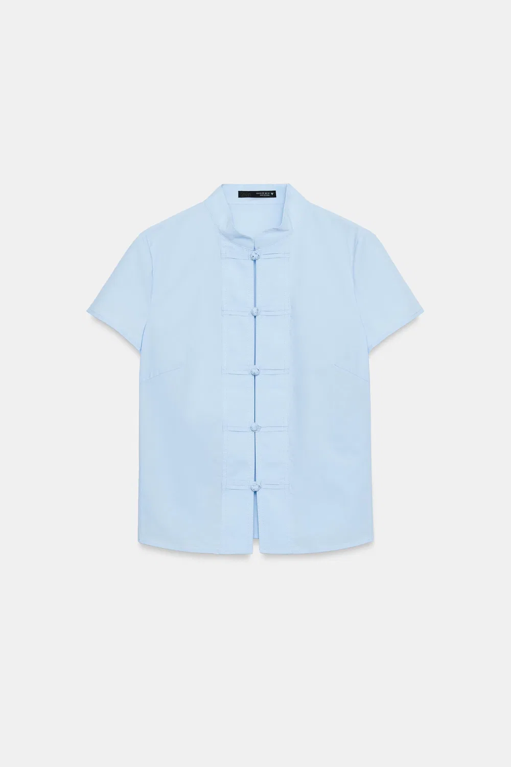 Рубашка из поплина с застежкой в виде лягушки ZARA, Blue — фото 4