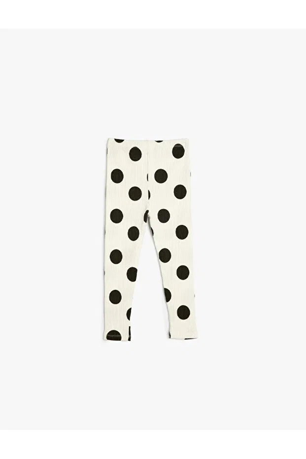 Детские леггинсы для девочек хлопковые Polka Dot Leggings Elastic Waist Camisole Cotton Koton, Ecru Patterned — фото 2