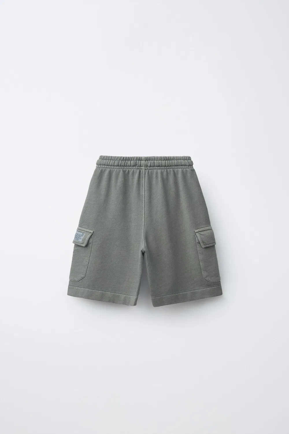 Плюшевые шорты-бермуды в стиле карго ZARA, Washed Green — фото 2