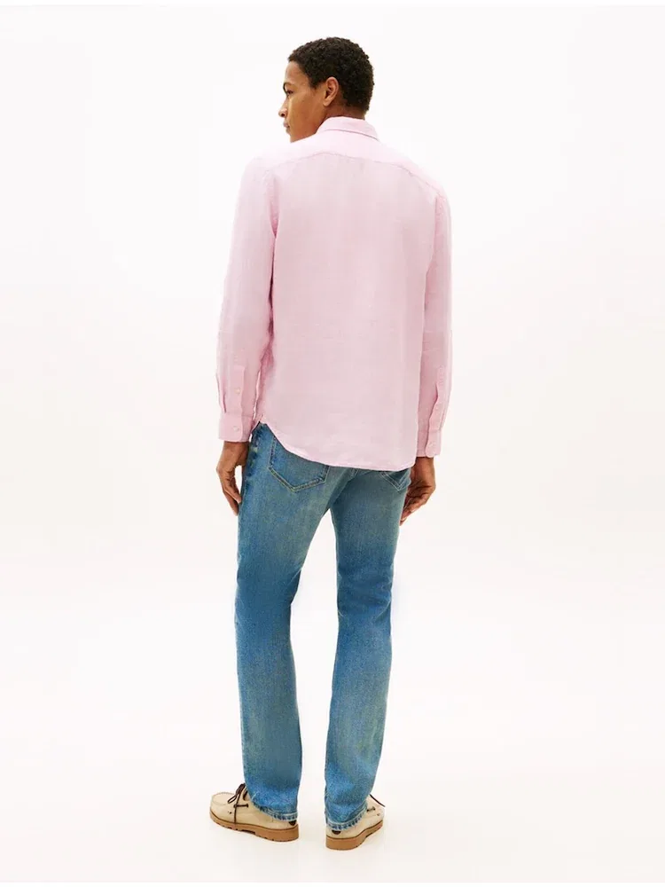 Рубашка Regular Fit из льна, Pigment Solid TOMMY HILFIGER, Light Pink — фото 3