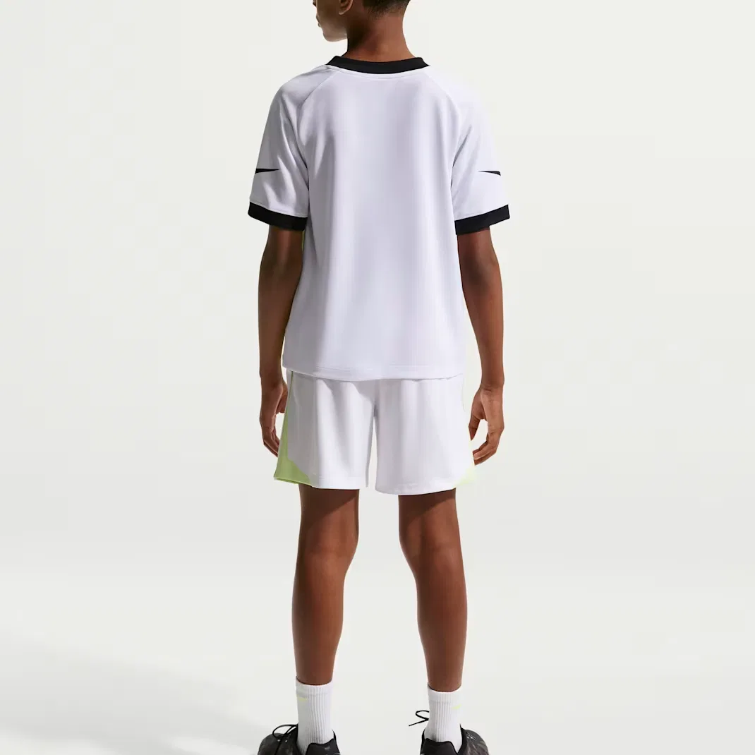 Детская быстросохнущая футболка Nike V Neck, White/Light Lime/Black — фото 4