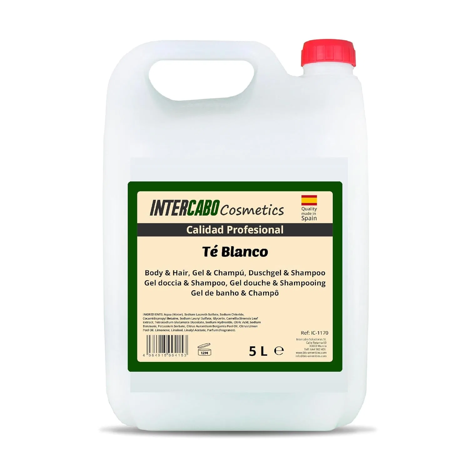 Гель для душа и шампунь 2-в-1 White Tea, INTERCABO, 5 л