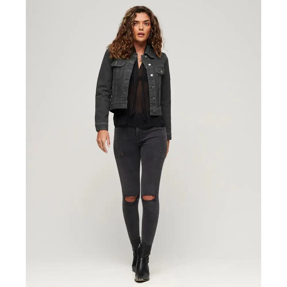 Женская укороченная джинсовая куртка Superdry Workwear St Tropez, Grau — фото 2