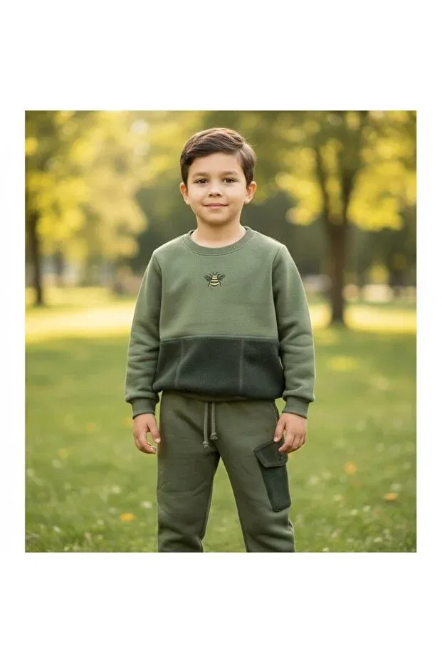Детская кофта с вышивкой Bee Karamela, Khaki