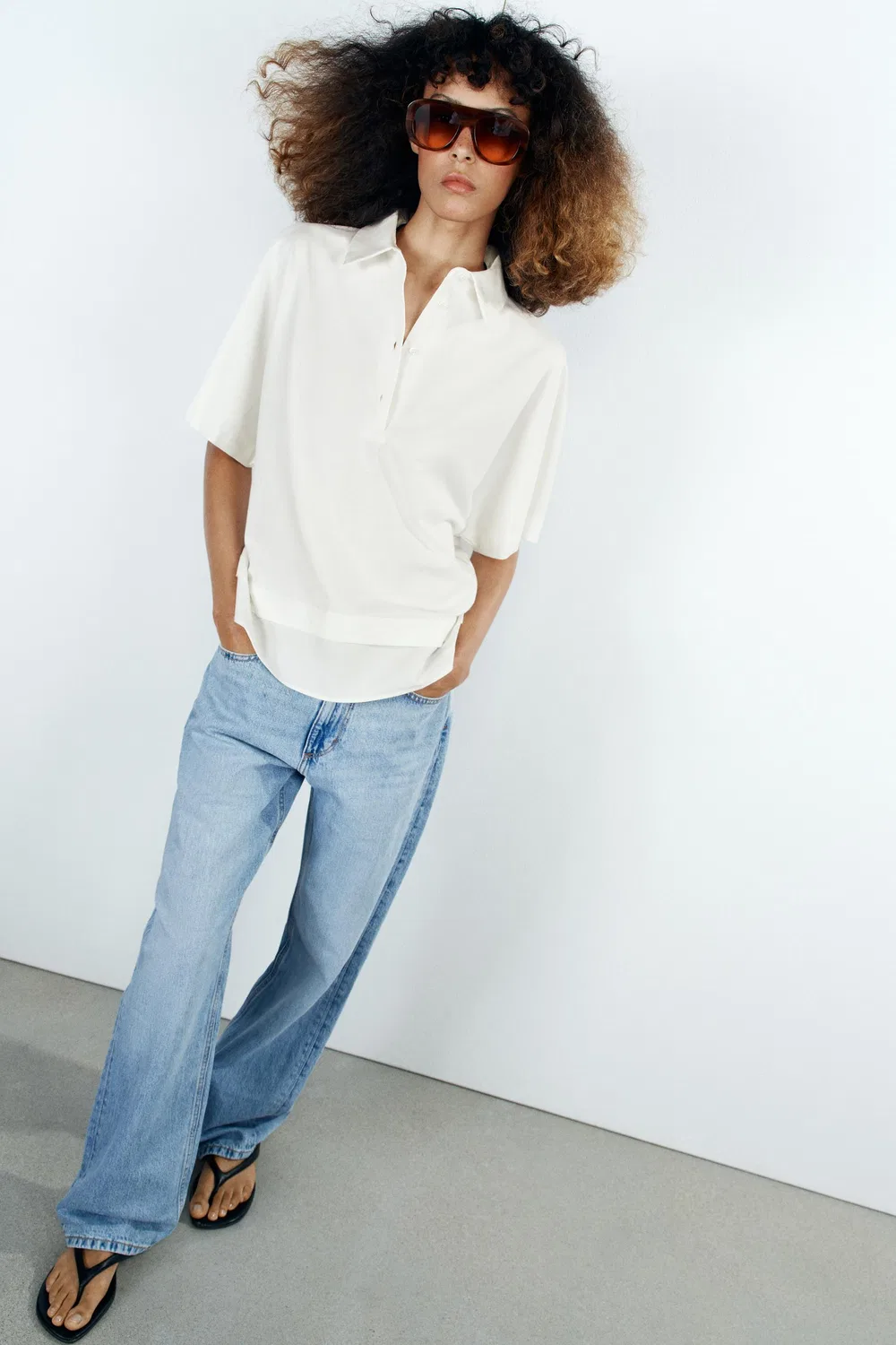 Футболка из контрастного хлопка ZARA, White — фото 4