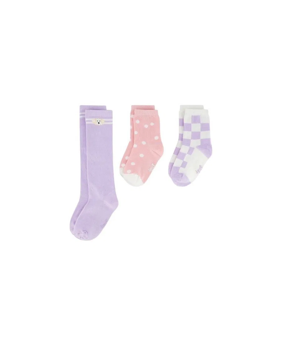 Комплект носков с принтом Poodle Chic, 3 пары Deux par Deux, Lavender Pink And White