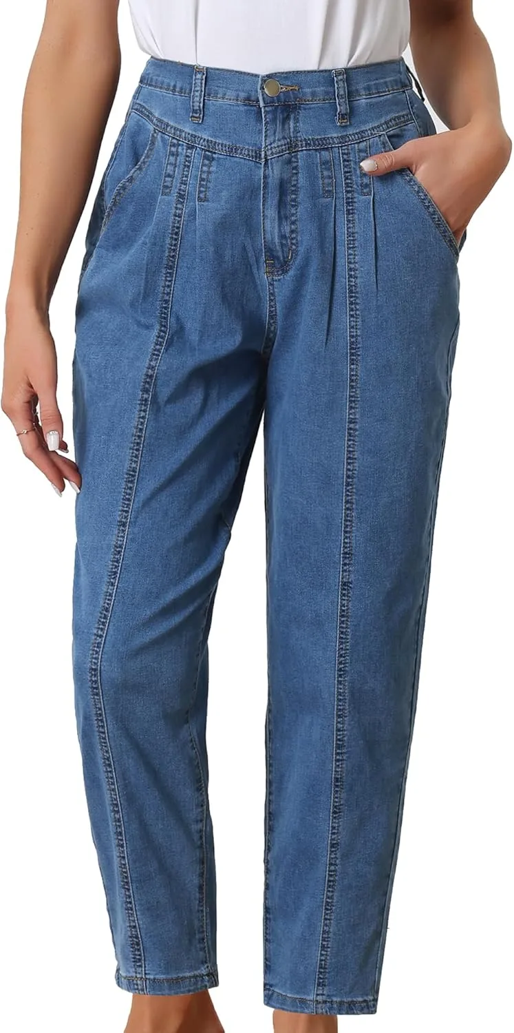 

Allegra K женские джинсы Mom с высокой талией и эластичным поясом