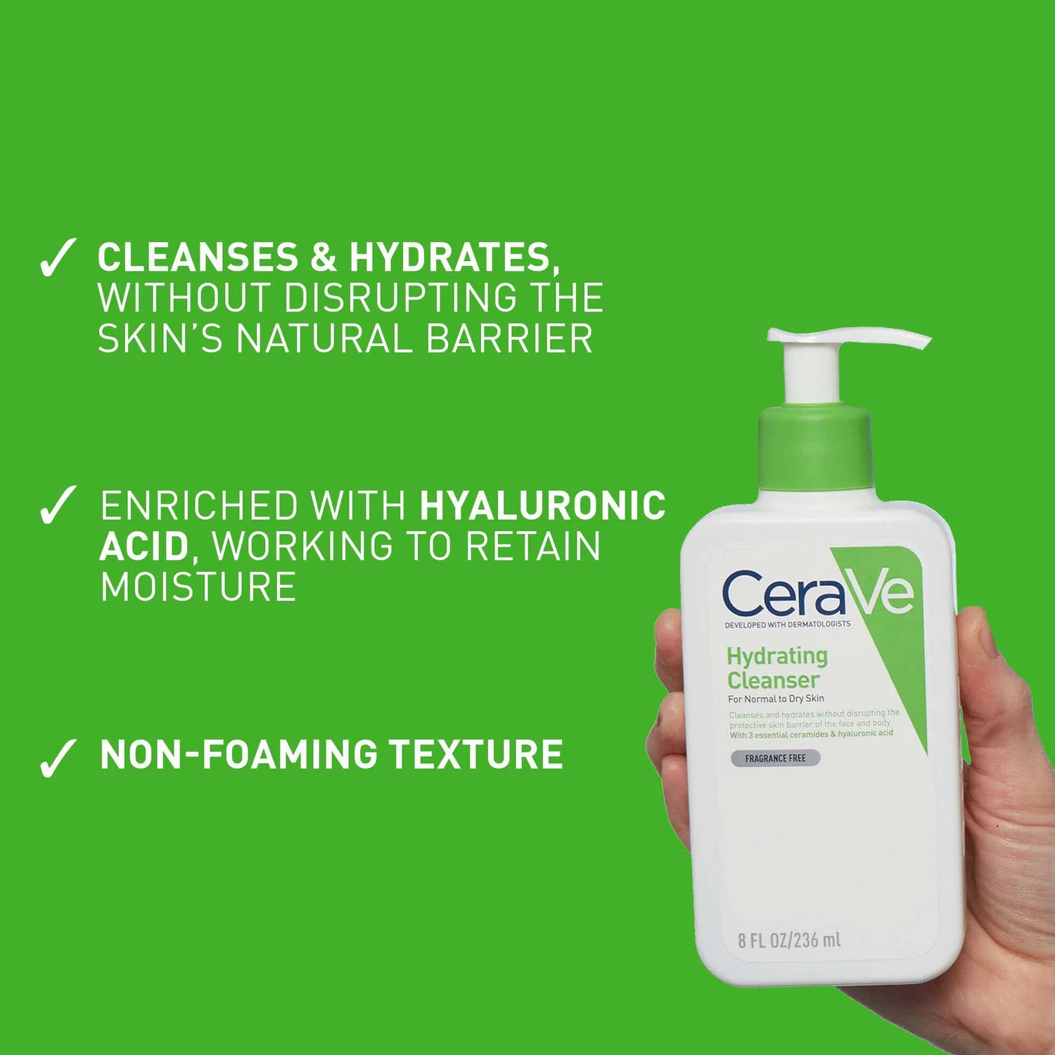 Очищающее средство с гиалуроновой кислотой Hydrating Cleanser CeraVe, 236 мл — фото 4