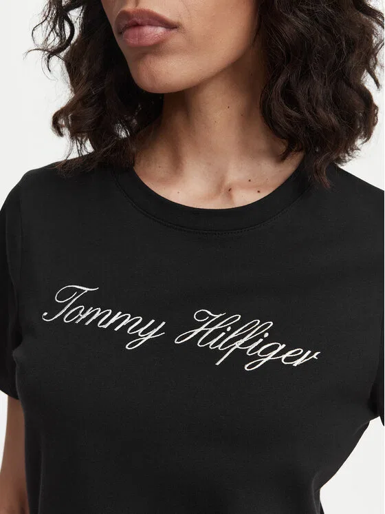 Футболка regular fit Script Tommy Hilfiger, черный — фото 4
