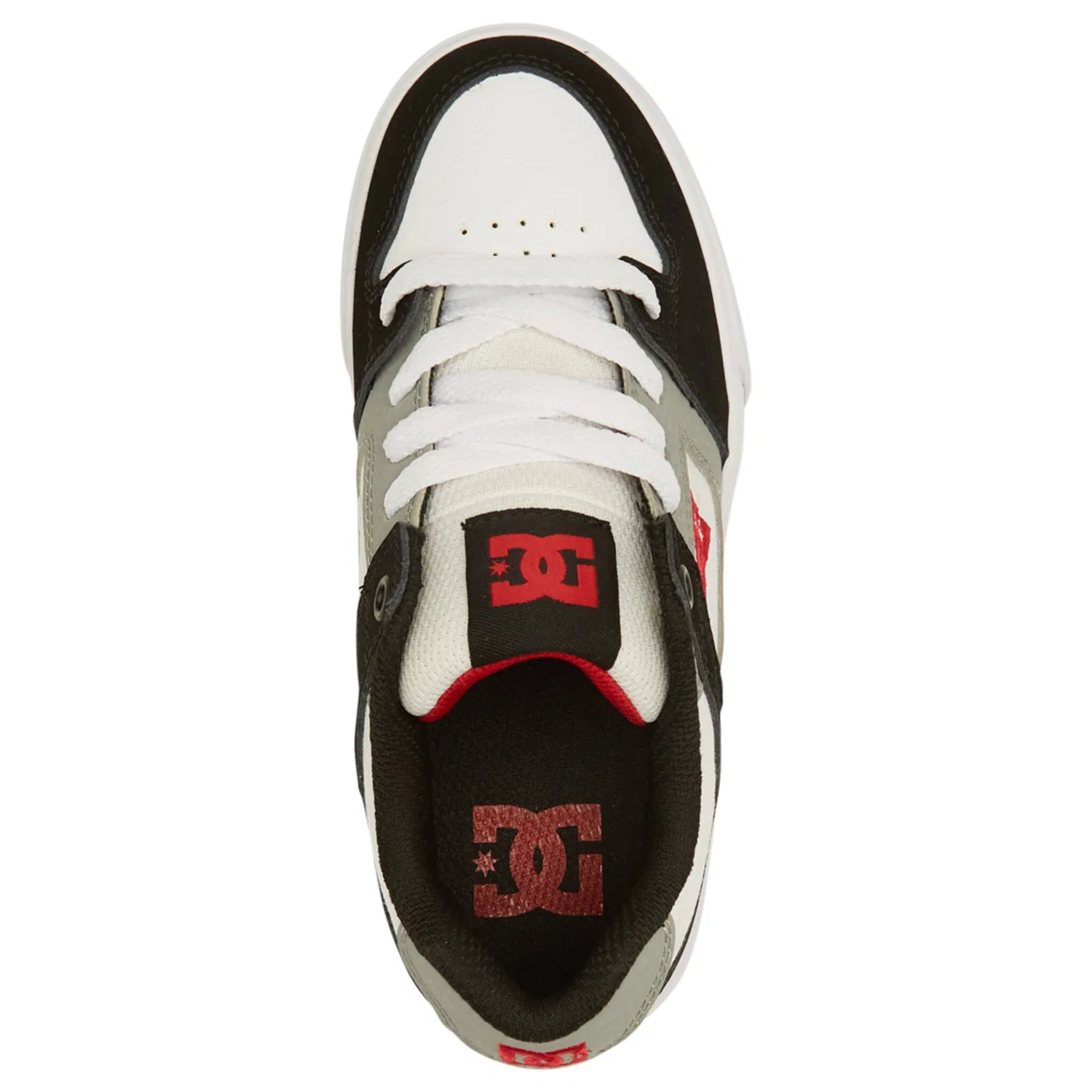 Детские кожаные кроссовки с подушкой Pure DC Shoes, White/Black/Red — фото 4