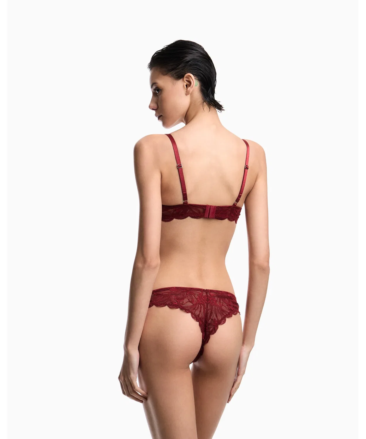 Женские трусы-слипы с кружевным принтом, модель Floral Lace EMPORIO ARMANI, Blue — фото 3