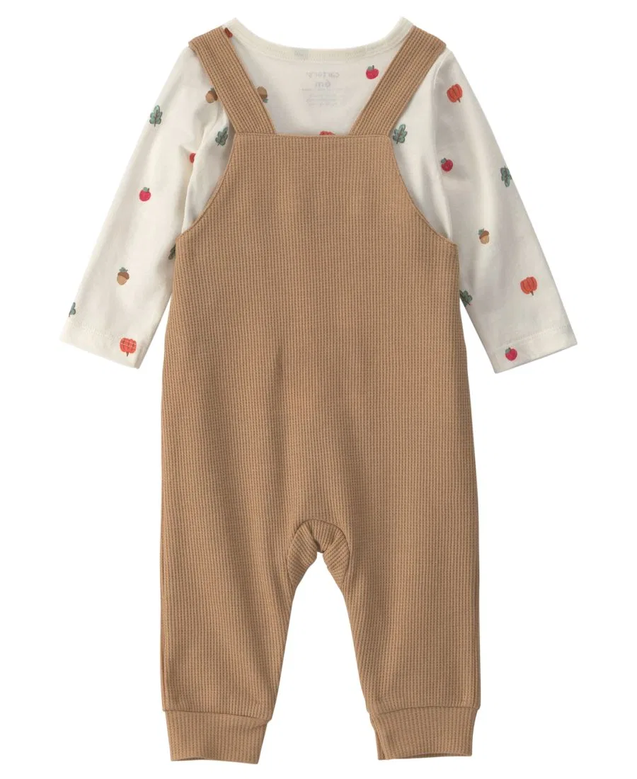 Комплект из боди и комбинезона с длинным рукавом, осенним принтом Carter's, Brown, Cream — фото 2
