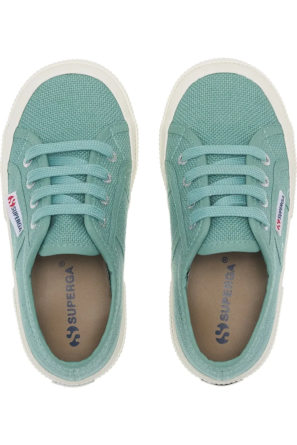 Кеды детские на шнуровке 2750 Superga, Green Feldspar Avorio — фото 4