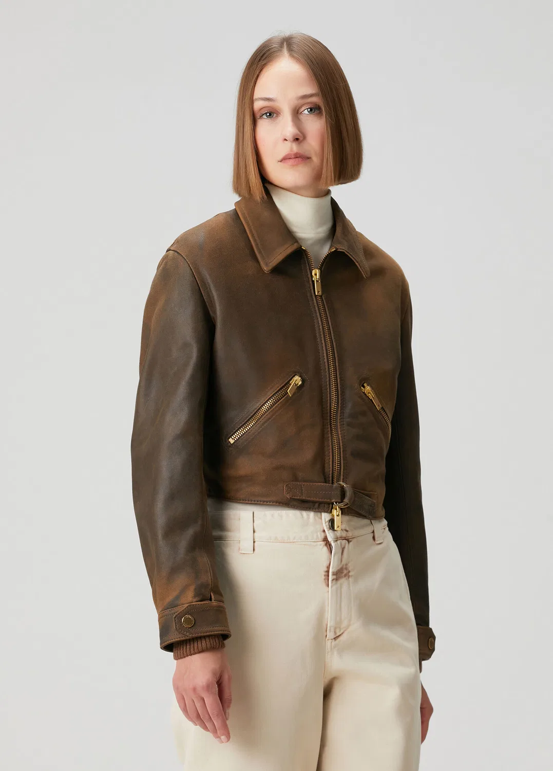 Куртка косуха Golden Goose, dark brown — фото 3