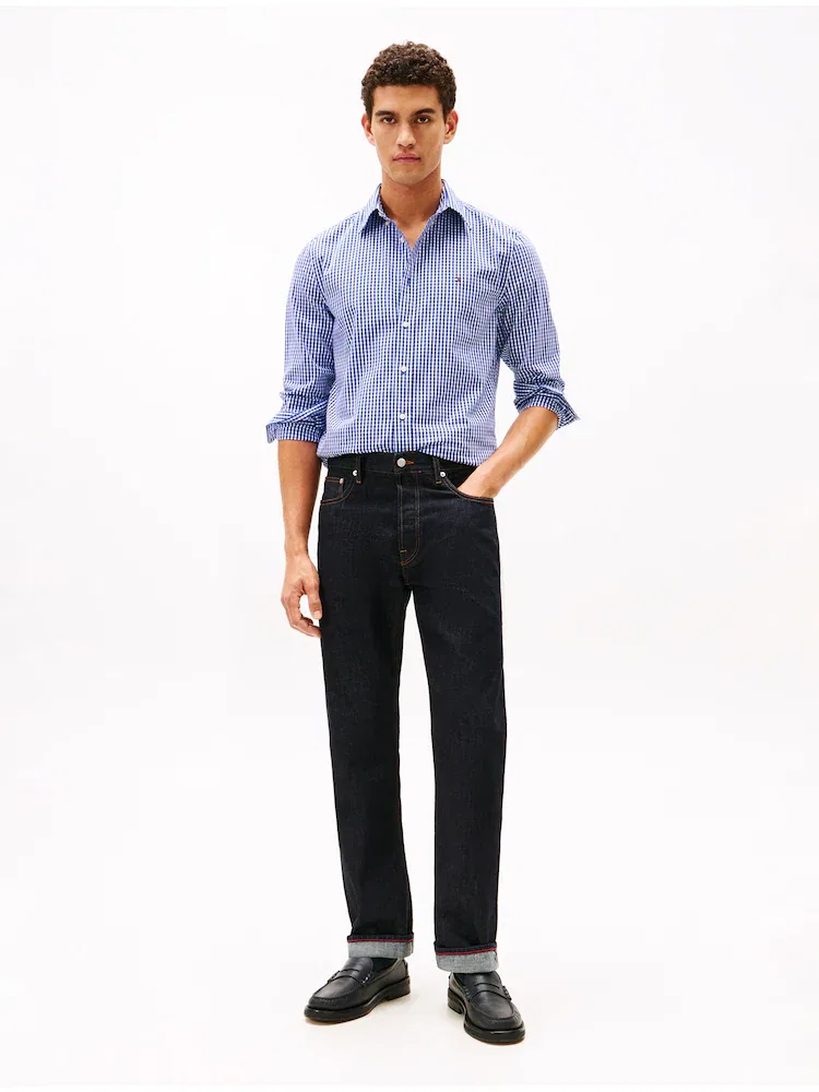 Рубашка с крупной клеткой Flex Poplin Big Gingham, Regular fit TOMMY HILFIGER, Blue — фото 2