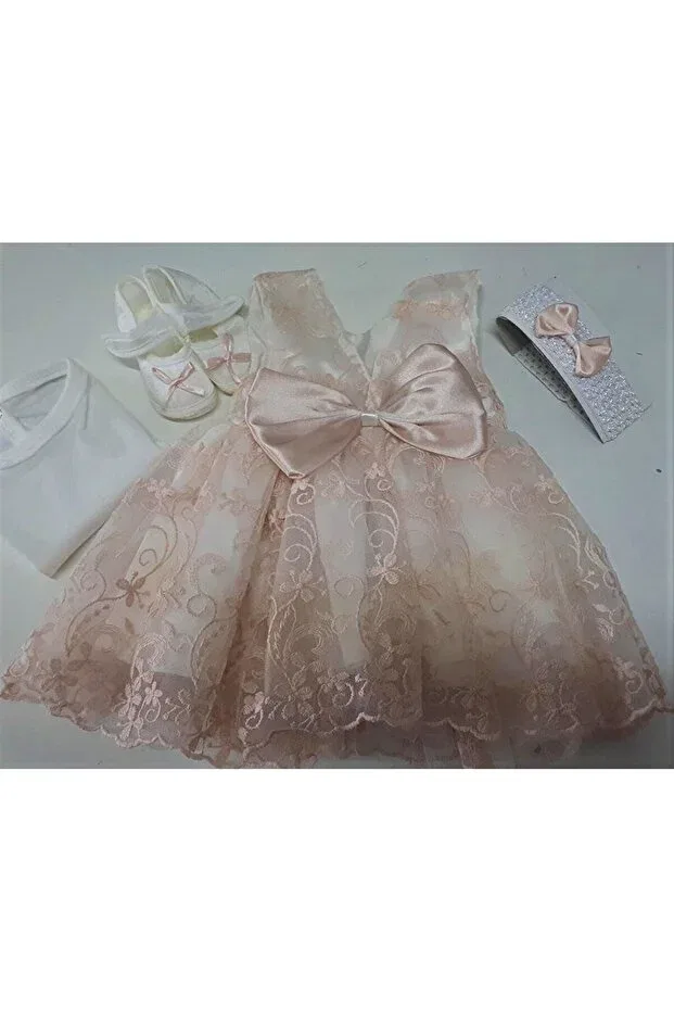 Детское платье для девочек кружевное Petite Ponpon Baby, Somon