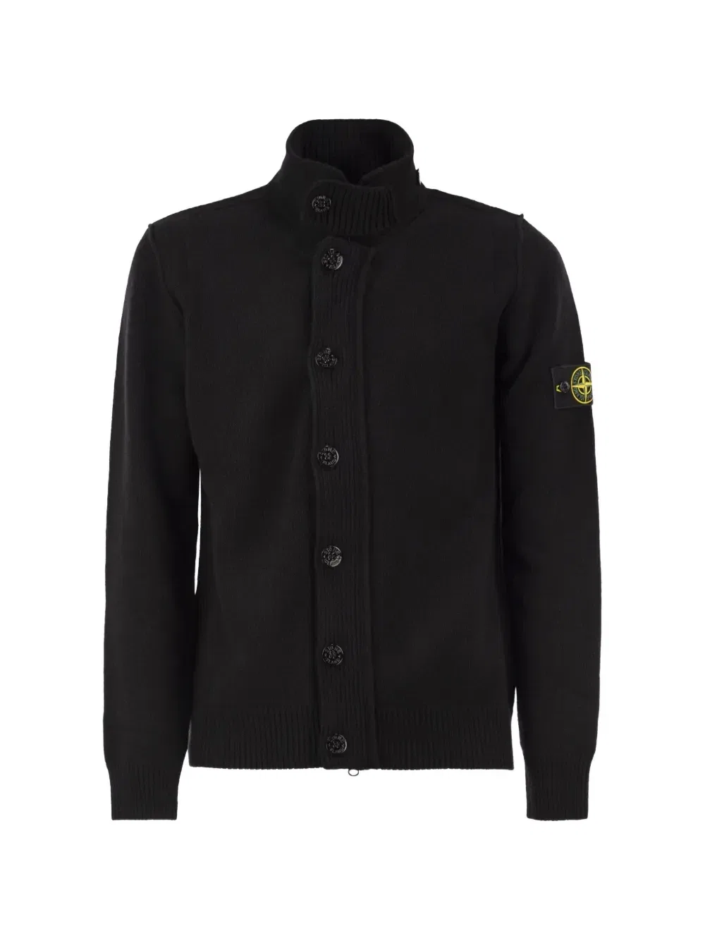 Вязаный кардиган с высоким воротником Compass Stone Island, черный