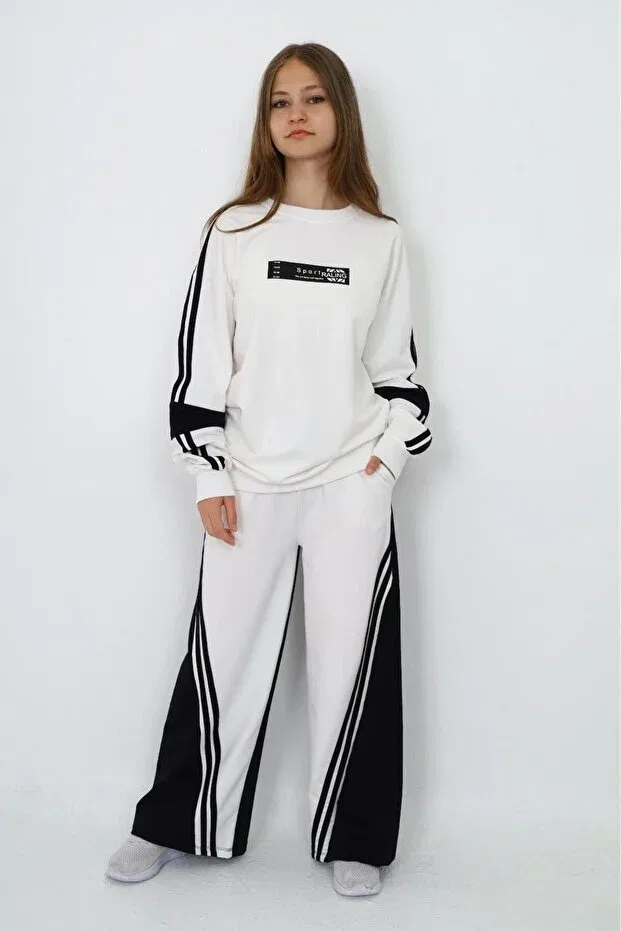 Детский спортивный костюм для девочек хлопковый оверсайз Sportswear Joui Co, White