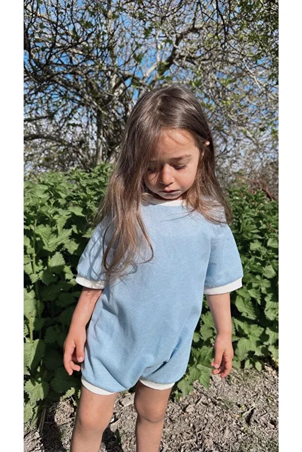Детский комбинезон оверсайз вафельный Eyc Baby, Blue