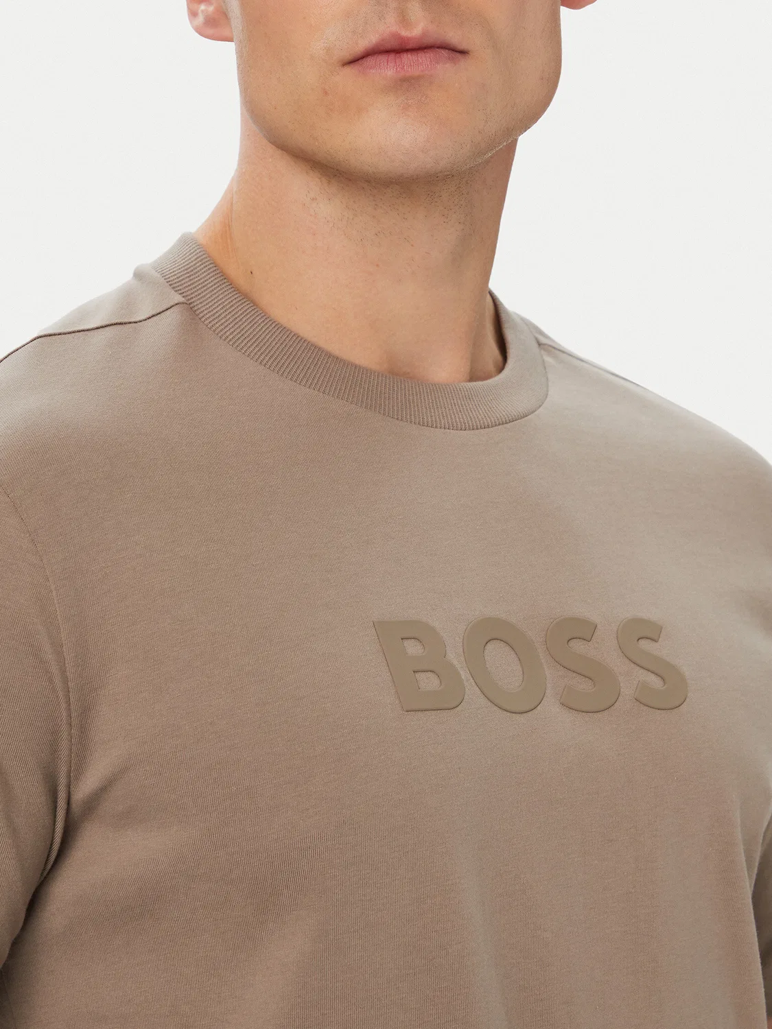 Мужская футболка стандартного кроя Logo Boss, темно-бежевый — фото 4