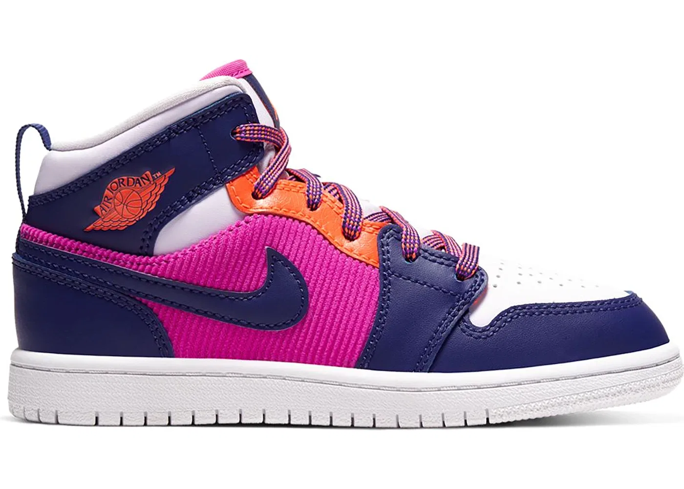 Детские кроссовки Lifestyle Jordan 1 Mid Jordan, Fire Pink/Barely Grape-Hyper Crimson-Regency Purple