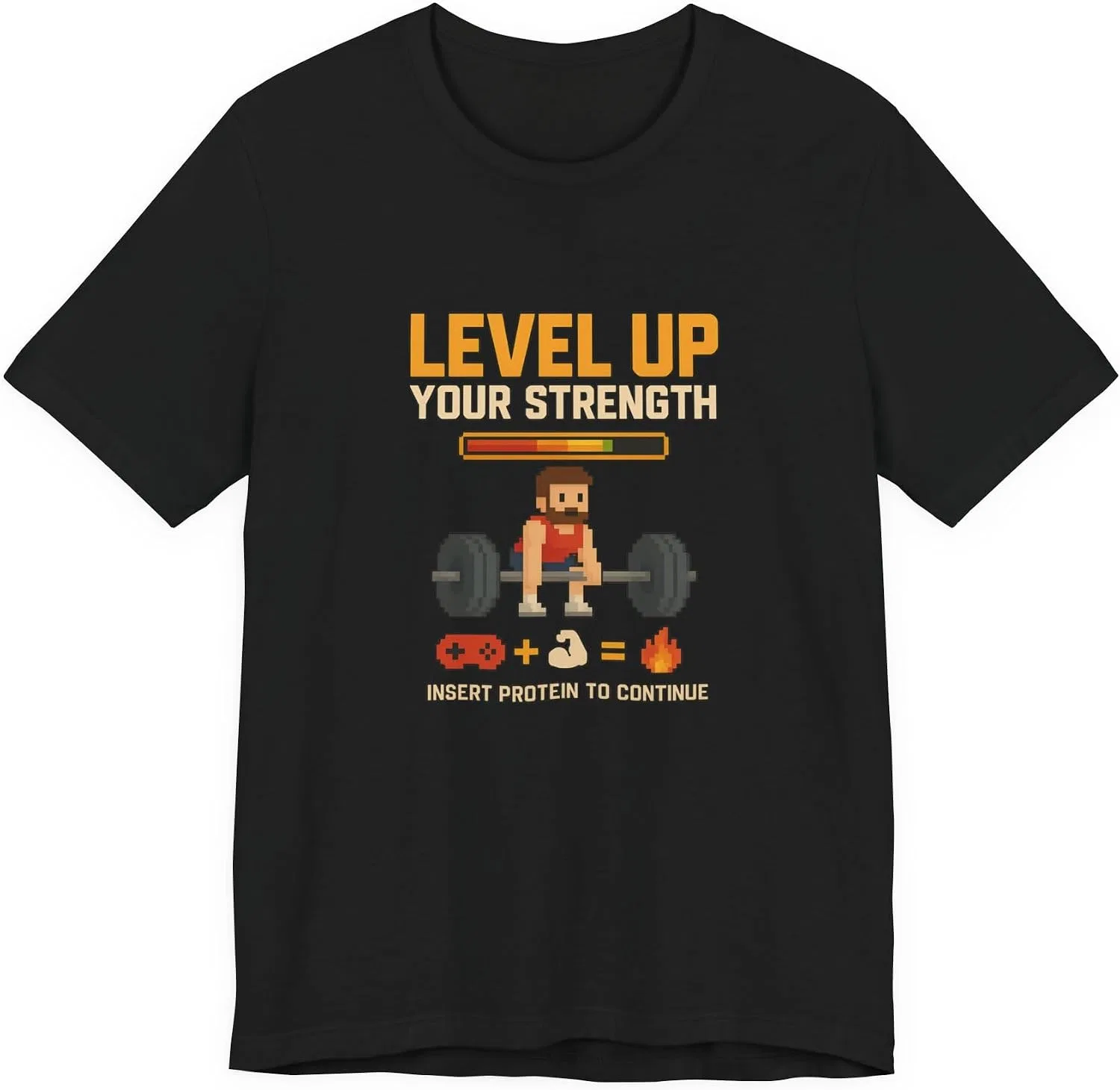 Футболка с принтом Level Up Your Strength Bella Canvas, Black — фото 2