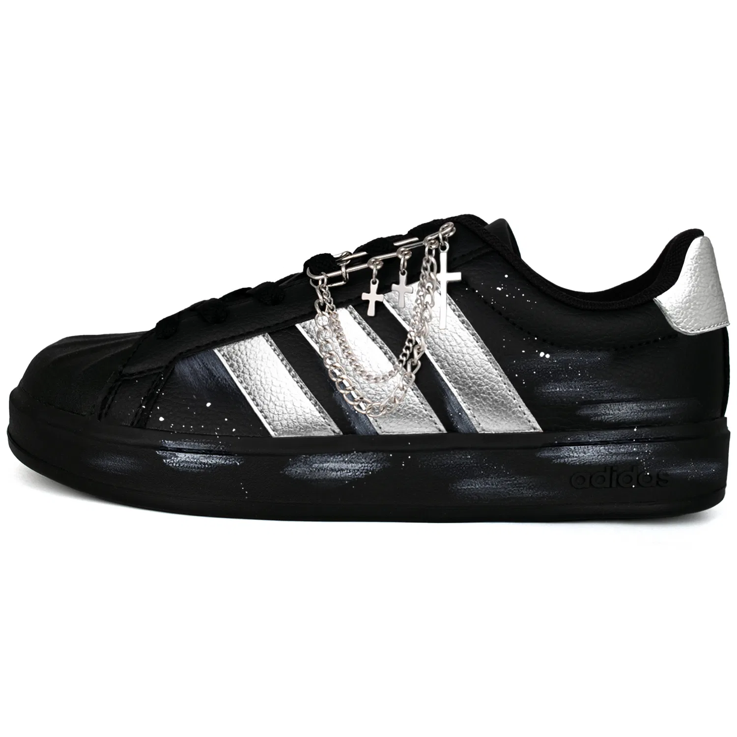 Детские кроссовки для скейтбординга с кожаным верхом Street Talk Adidas, Black Silver