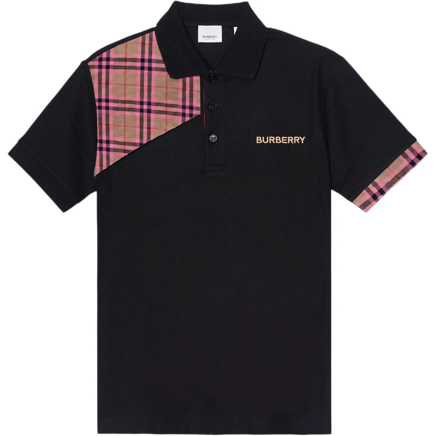 Поло мужское Burberry British Patchwork Peach Shoulder Twilight, умеренный прямой крой