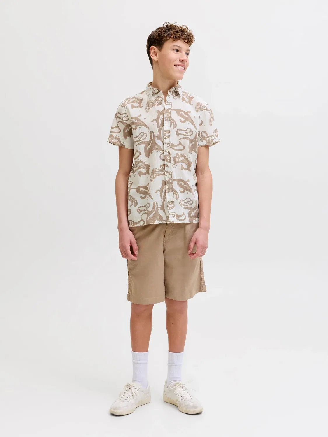 Рубашка белая Jack & Jones Junior, белый — фото 4