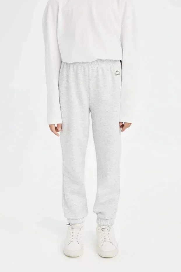 Детские спортивные штаны для девочек с принтом Elastic Waistband Printed Jogger Pants Defacto, Gray Gr93 — фото 4