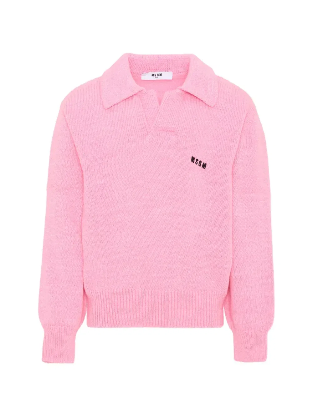 Джемпер с воротником-поло и вышитым логотипом Msgm Kids, розовый