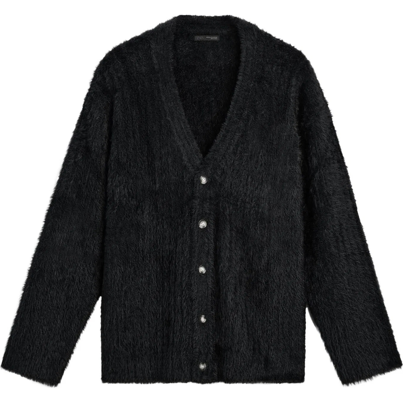 Мужской кардиган умеренного кроя с V-образным вырезом ZARA, Green/Blue — фото 3