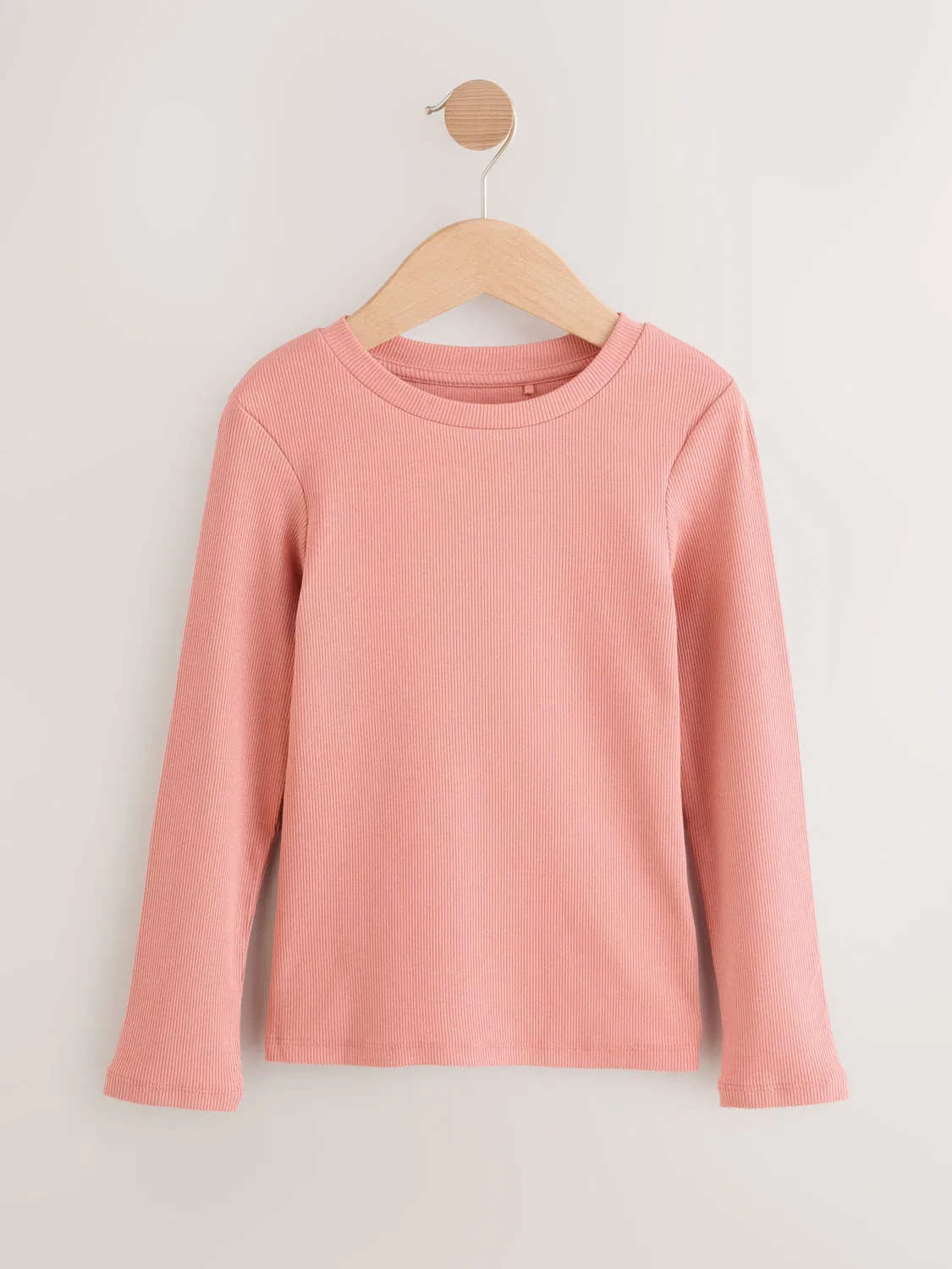 Топ с длинным рукавом ребристый, Pink Long Sleeve Ribbed Top Next, розовый — фото 4