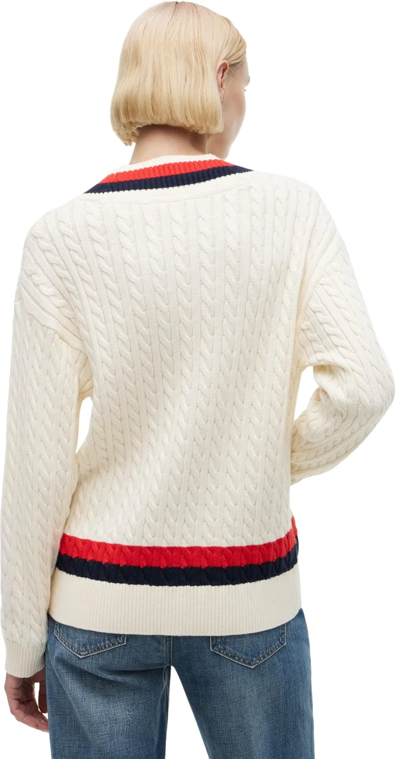 Женский пуловер с v-образным вырезом Varsity Cable RLX LS V-nk Swt Tommy Hilfiger, Beige (Calico) — фото 2