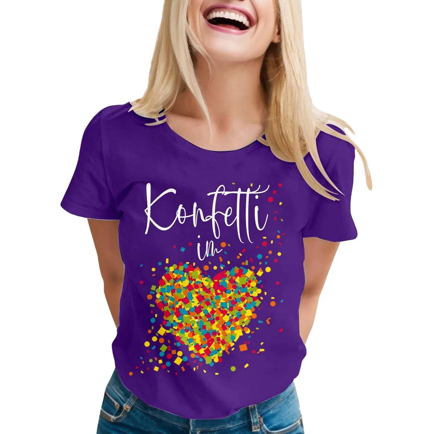 Женская футболка с принтом Confetti Heart Print, Viola-c