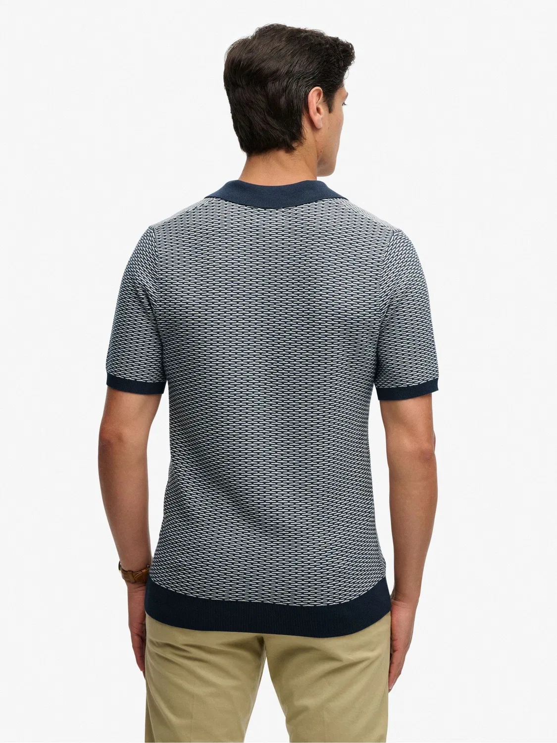 Поло Superdry Johnny Collar Knitted, темно-синий — фото 2