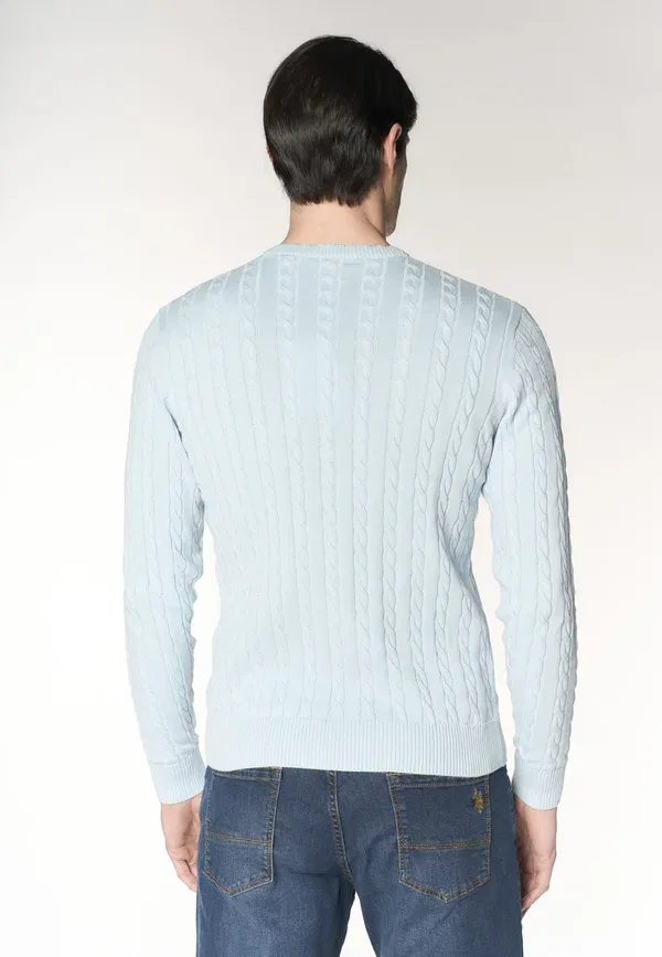 Джемпер с кабельным вязанием Jumper U.S. Polo Assn., blu, синий — фото 3