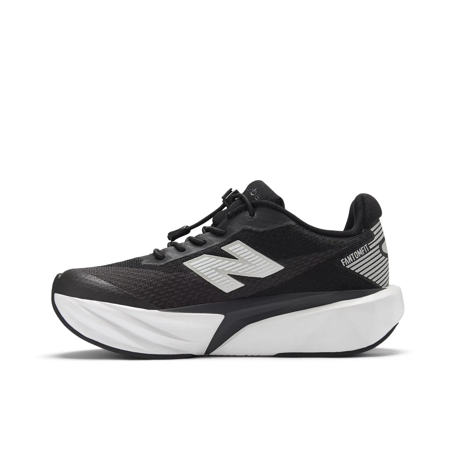 Детские кроссовки легкие на шнурках-стяжках FuelCell Rebel Bungee Lace w/Toggle New Balance, Black With White — фото 3