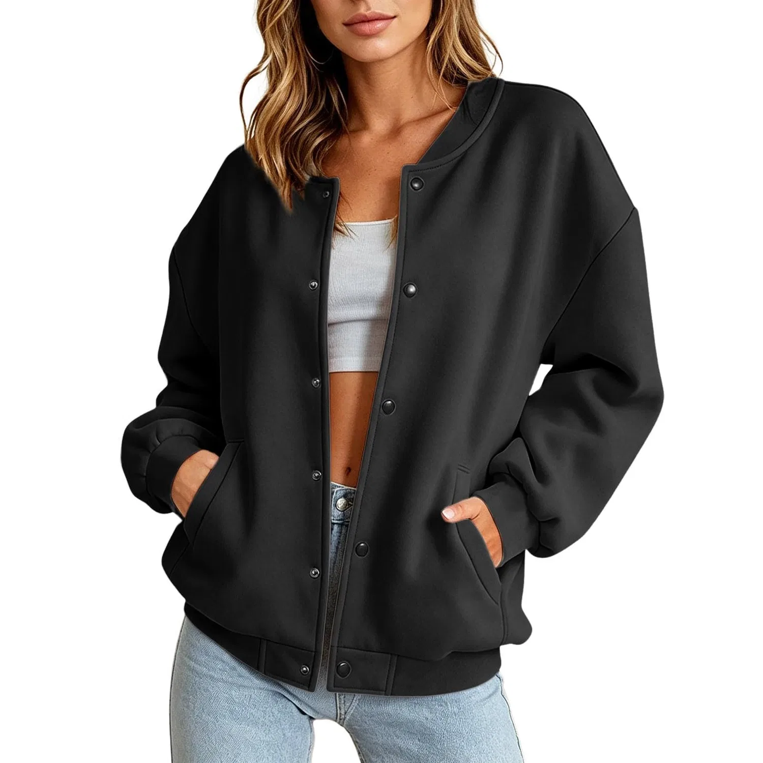 Женское пальто oversize с длинным рукавом, Nero