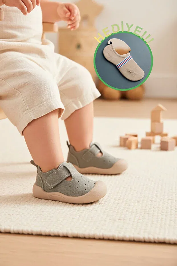Детские ботинки для новорожденных с липучкой Zaby, Khaki