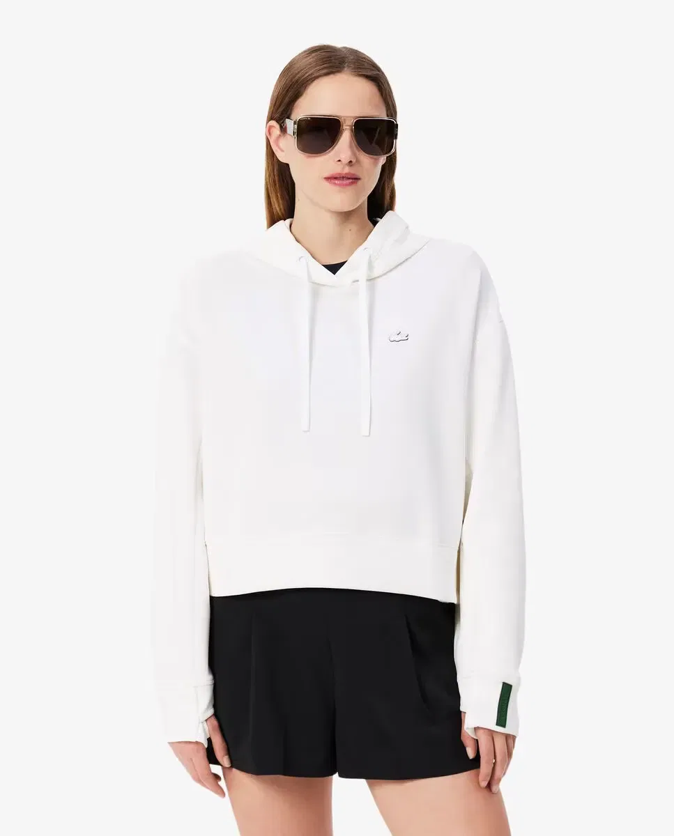 Худи Lacoste Blanco с капюшоном, базовый стиль, белый