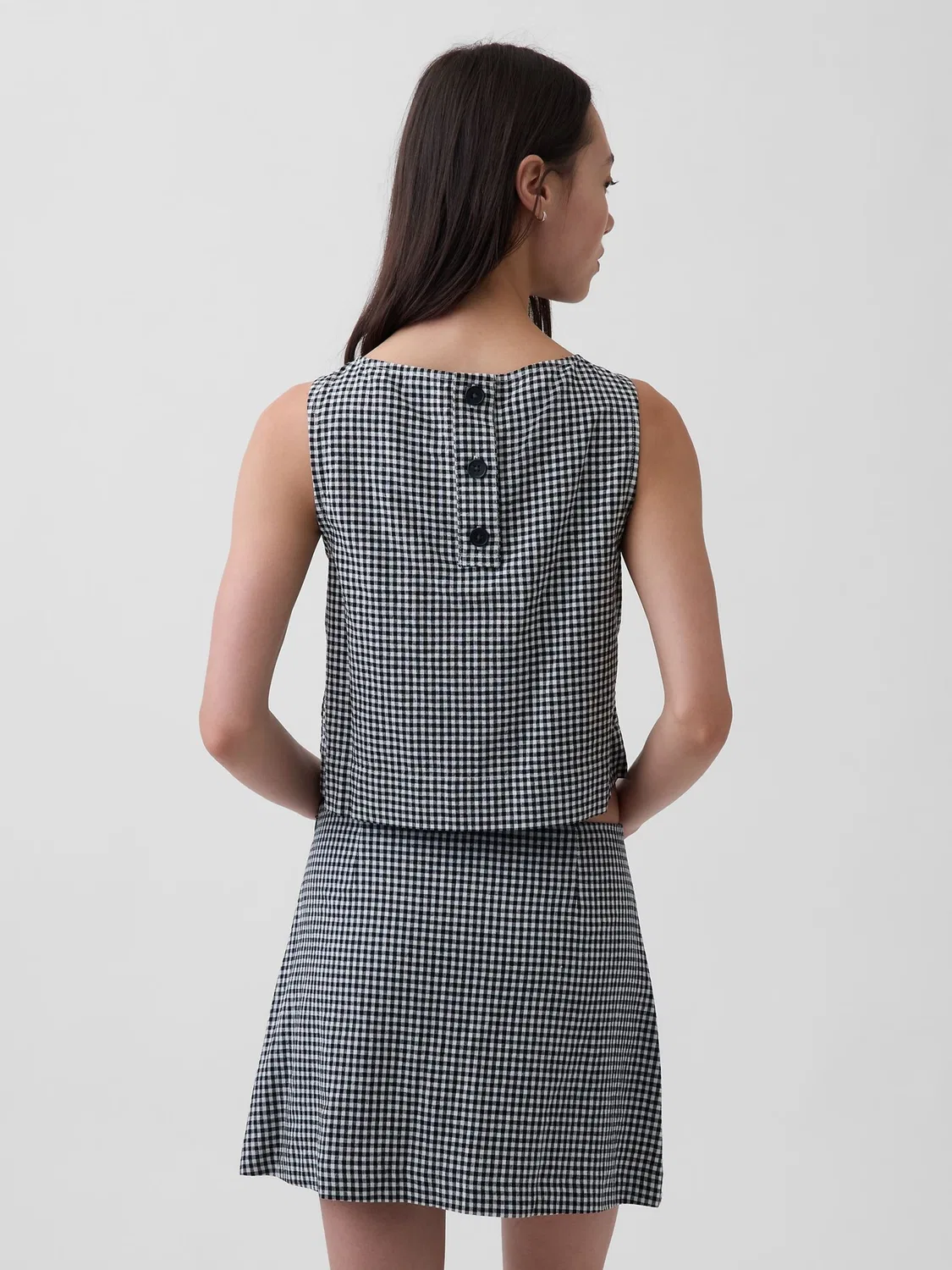 Топ-жилет Gap, Black Gingham, лен с вискозой — фото 2