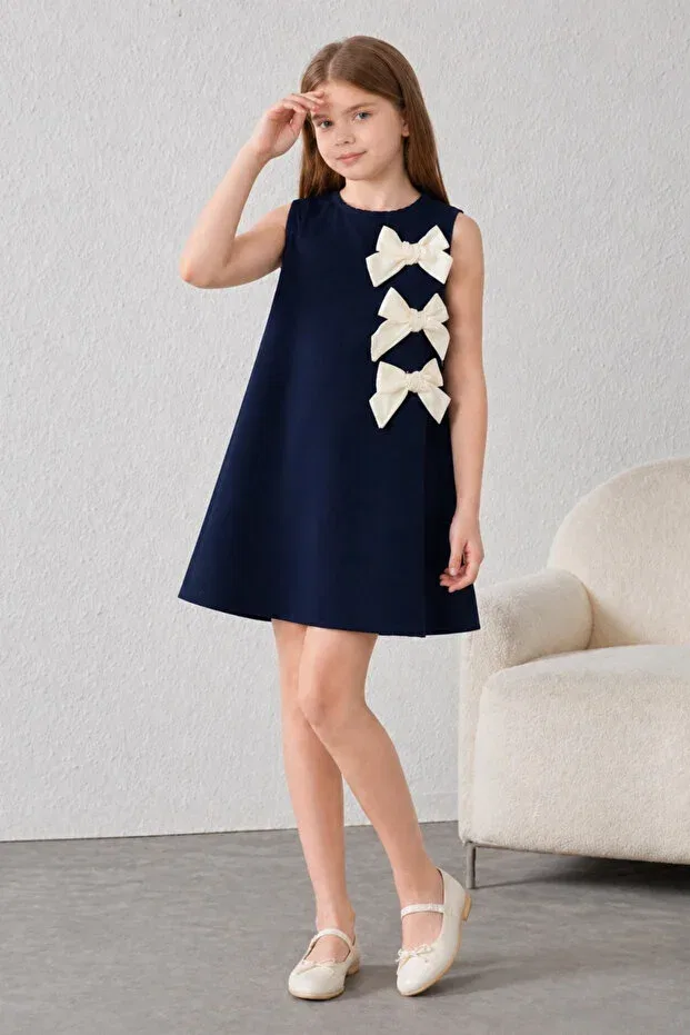 Детское платье для девочек с коротким рукавом Fesshera Kids, Navy Blue