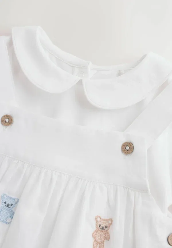 Комплект из боди и брюк с вышивкой медведя Next white embroidered bear, белый — фото 2