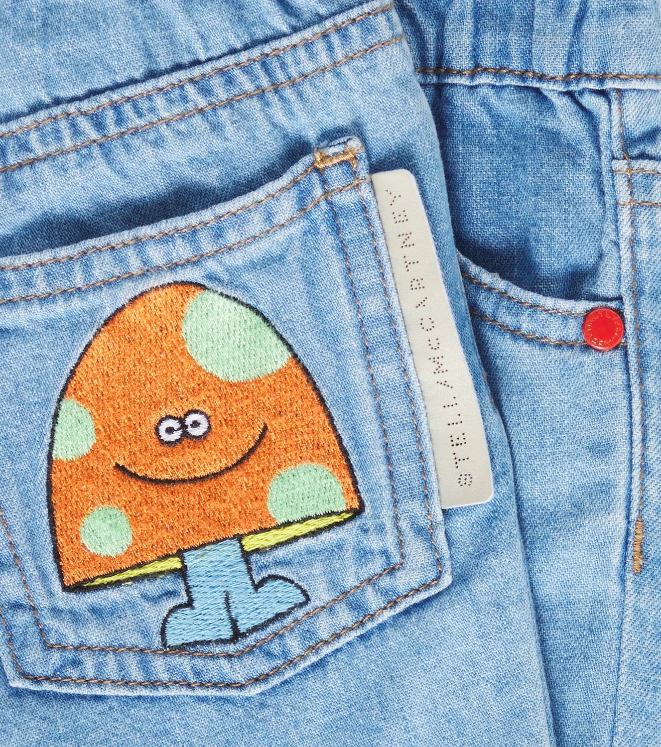 Детские джинсовые шорты с вышивкой, Stella Mccartney Kids, синий — фото 3