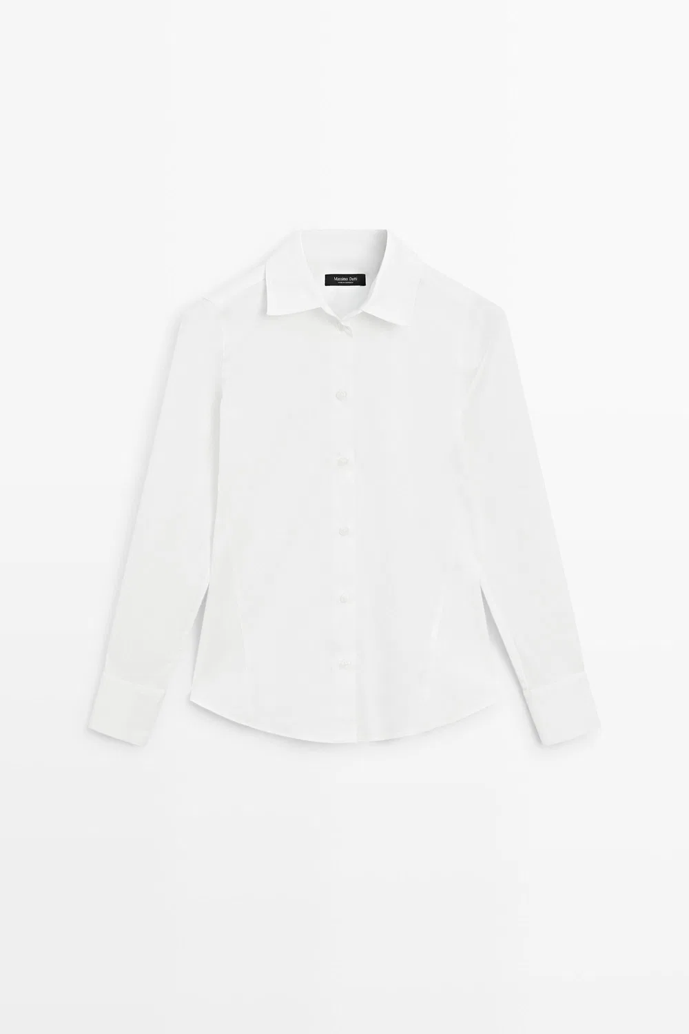 Рубашка Massimo Dutti Cotton Blend Poplin, белый — фото 2
