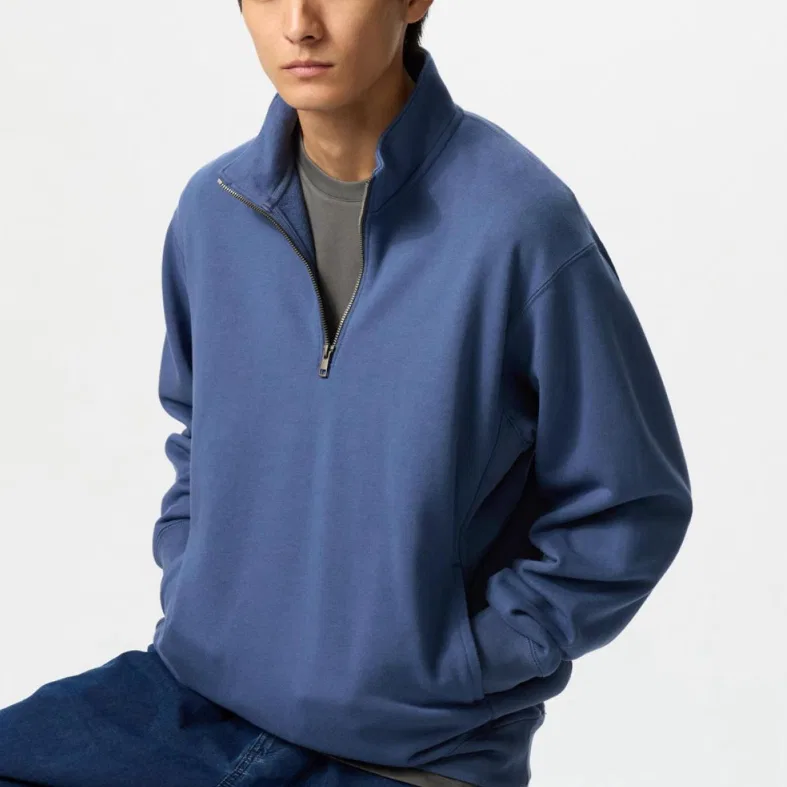 Свитшот с воротником-стойкой, Unisex, UNIQLO, Blue — фото 3